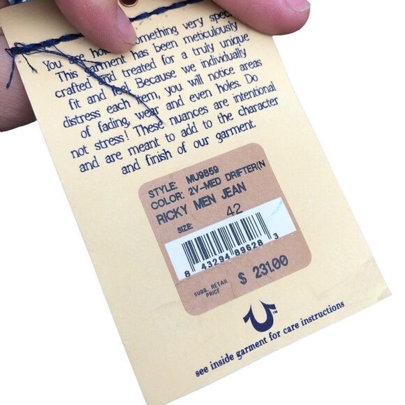 BRAND New True Religion Jeans Size 42 RICKY Blue - Picture 8 of 10